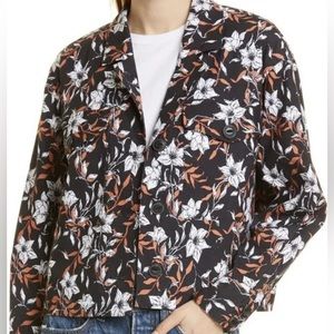 Rag & Bone Jessie Black Floral Printed Linen Shirt Jacket Size M
